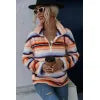 Striped Quarter Zip Dropped Shoulder Sweatshirt